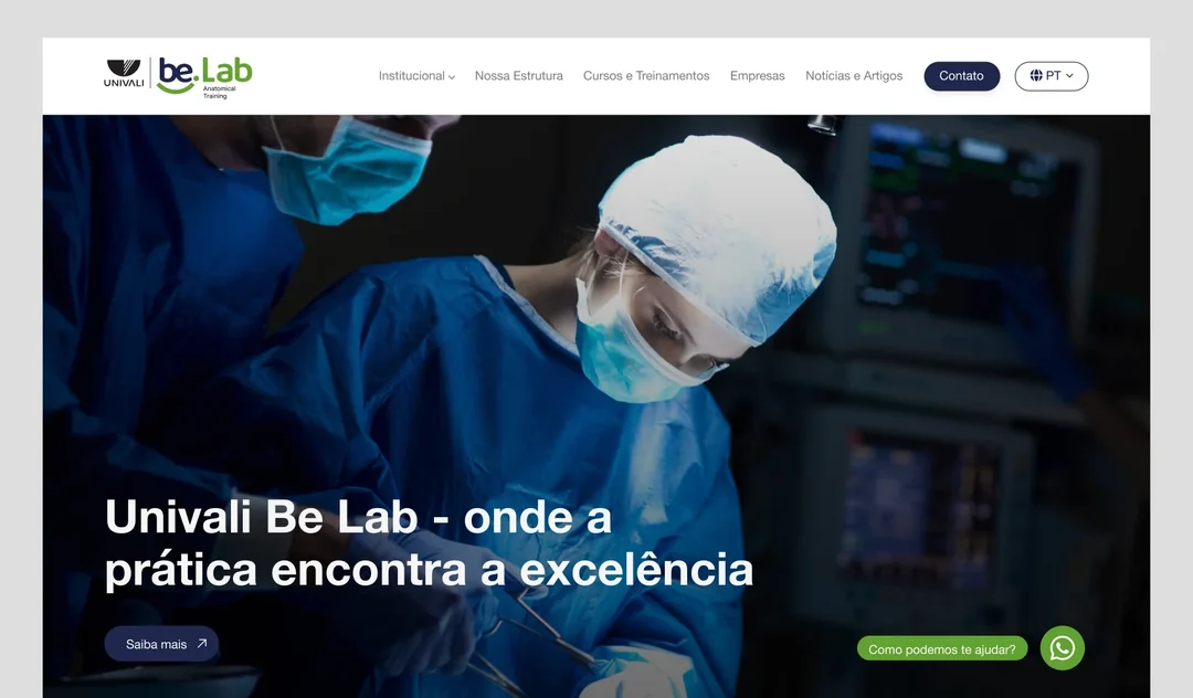 Desenvolvimento de página institucional para o Be Lab - Centro de Treinamento Anatômico Fresh Frozen