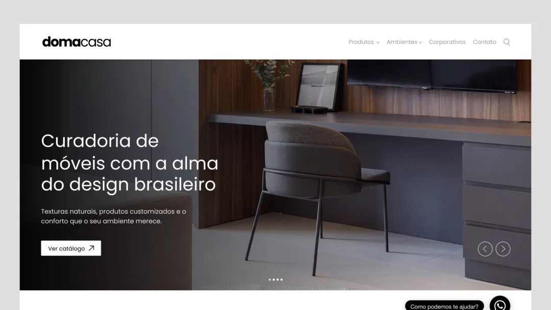 E-commerce da DOMA CASA, loja de móveis de Florianópolis com curadoria de design brasileiro